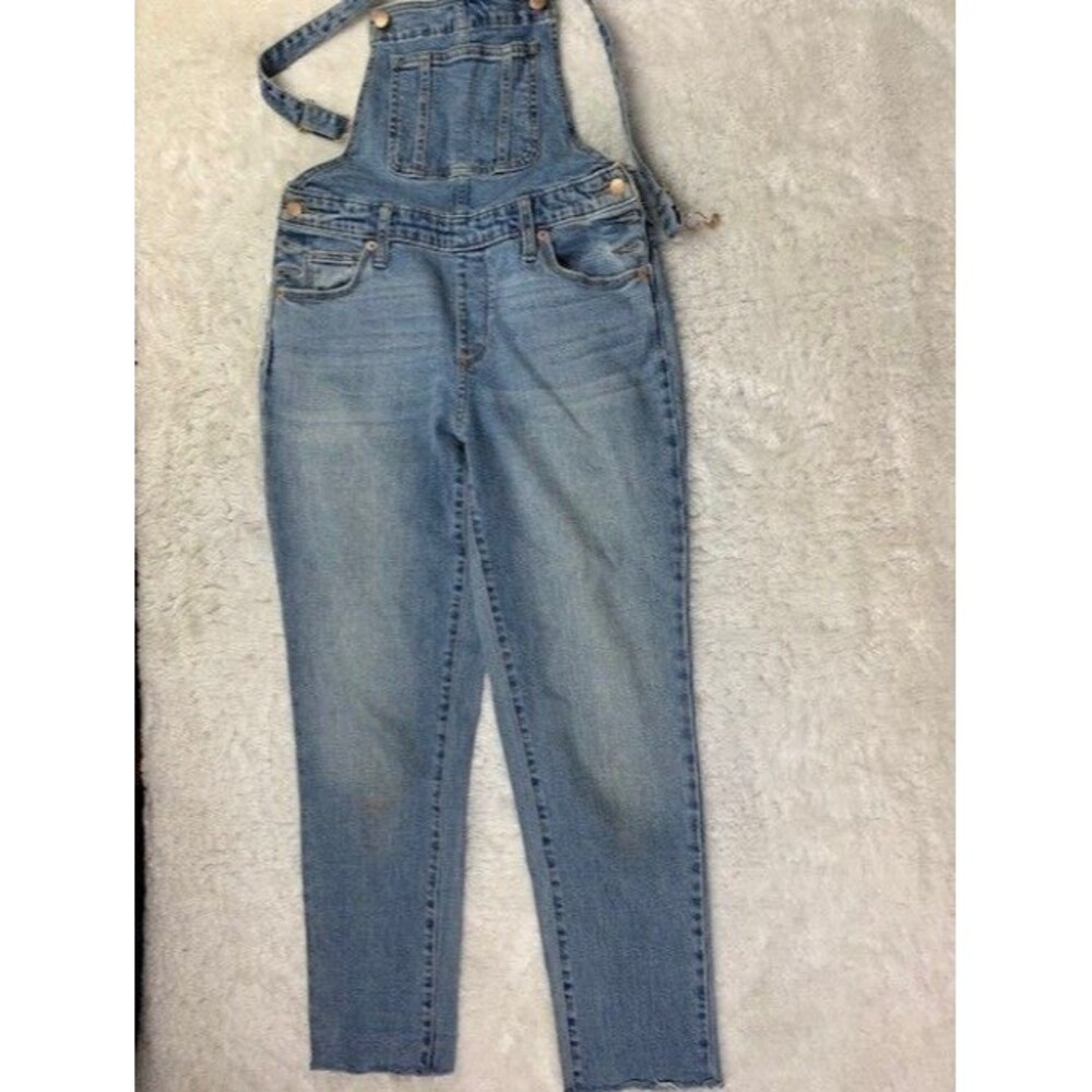 Universal Thread Size 2 26R Womens Bib Overalls Raw Hem Stretch Ankle